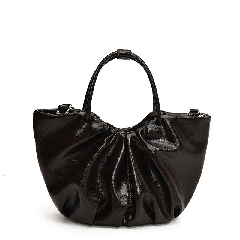 French Pleated Cloud Fashion Soft Leather Portable Vegetable Bags