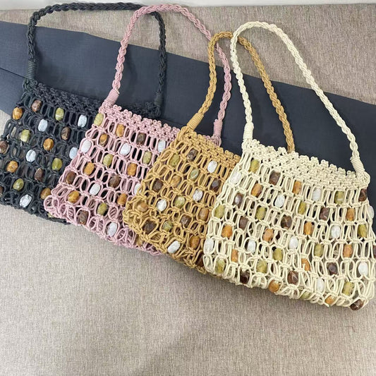 Women's Hand-woven Beads Summer Hollow Mesh Beach Women's Handbag