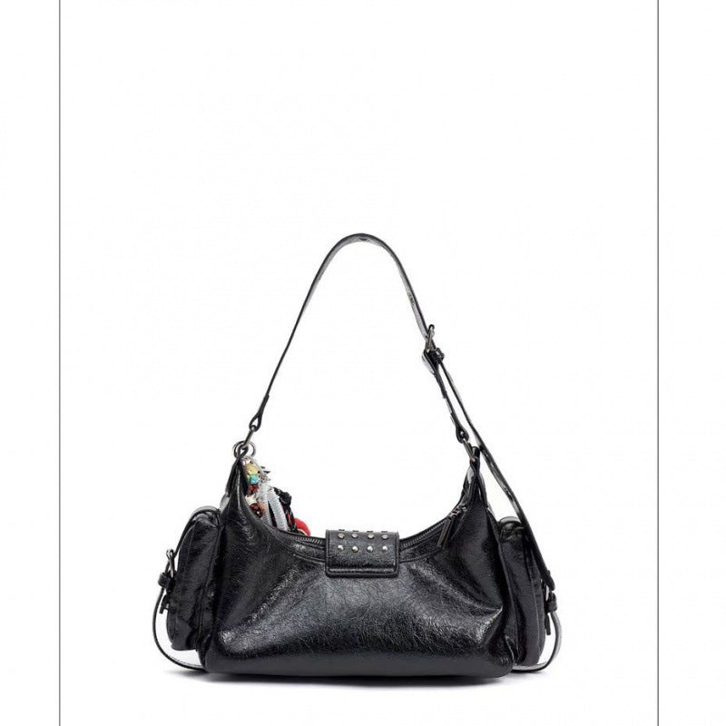 Women's Rebel Black Portable Without Pendant Motorcycle Women's Handbag
