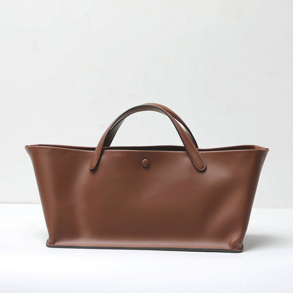 Leather Minimalist Cowhide Commuter Large Capacity Totes High-grade Handbags