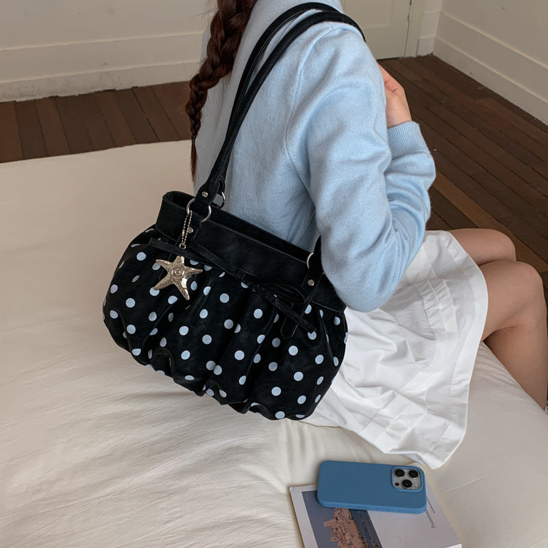 Women's Capacity Commuter Spring High-grade Fashion Polka Underarm Bag