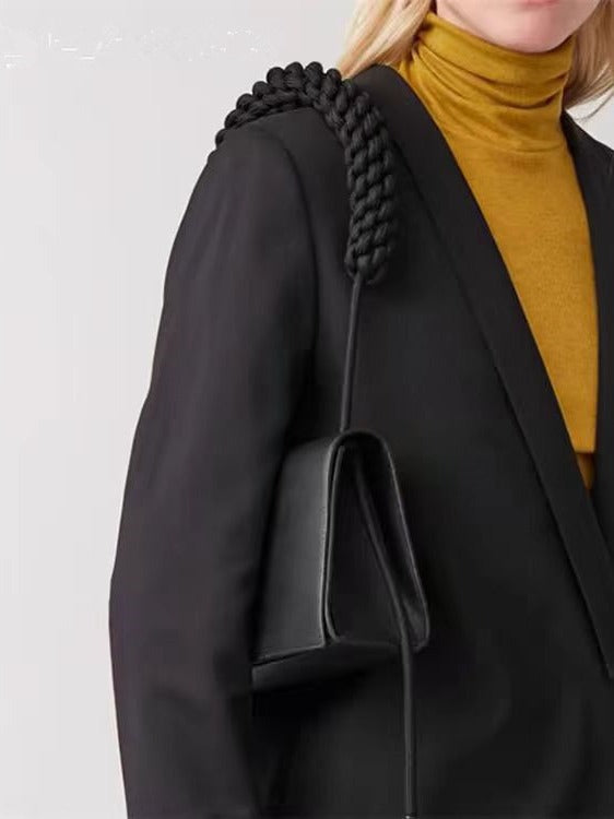 Charming Simple Design Autumn Woven Black Underarm Bag