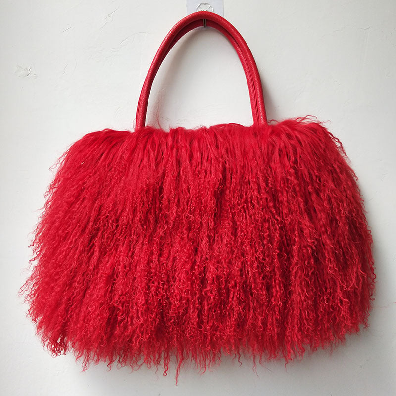 Innovative Classy Women's Tan Wool Fur Women's Handbag