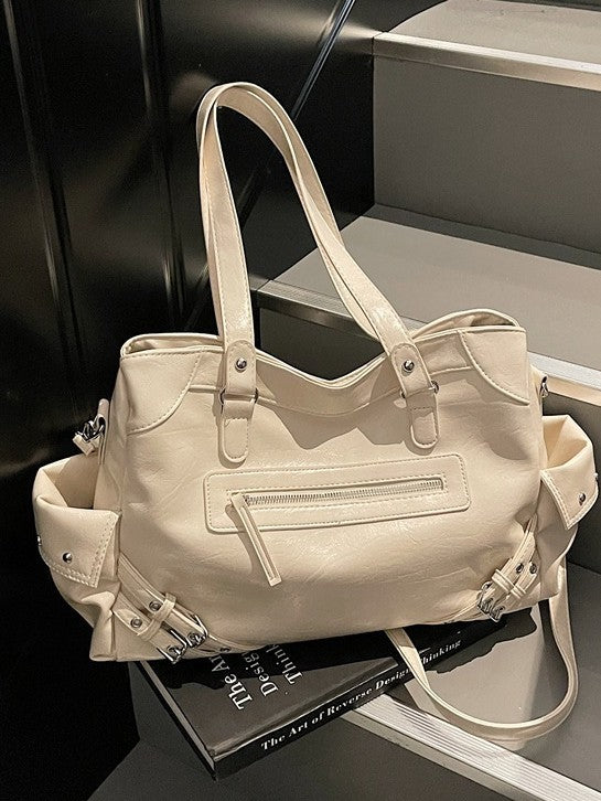 Women's Korean Style Stylish Riveting Machine Car Large Tote Bag