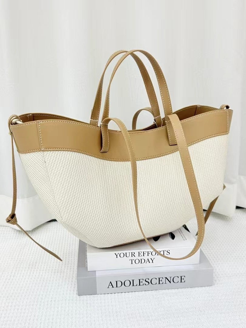 Beautiful Canvas Cowhide Large Capacity Fashion Women's Handbag