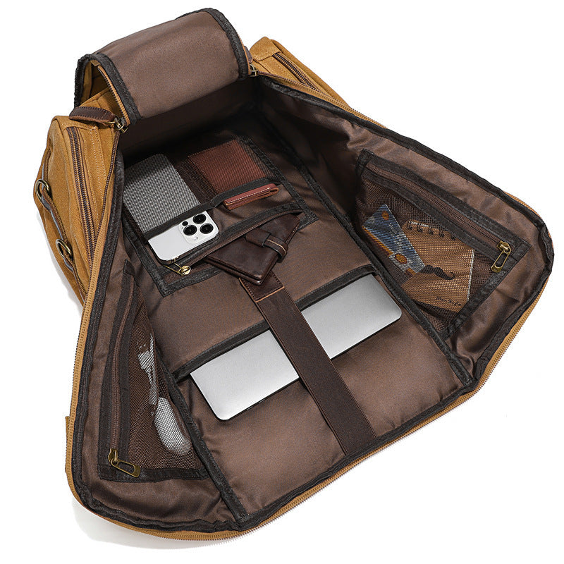 Men's Canvas Vintage Waterproof Large Capacity Computer Leisure Backpack