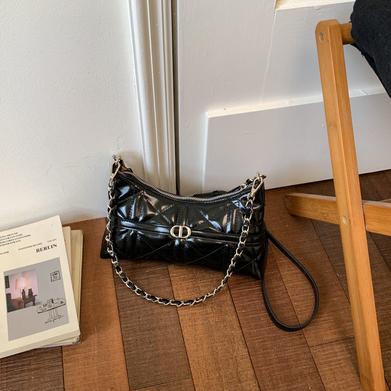 Women's Texture Underarm Diamond Embroidery Thread Solid Color Hand Women's Shoulder Bag