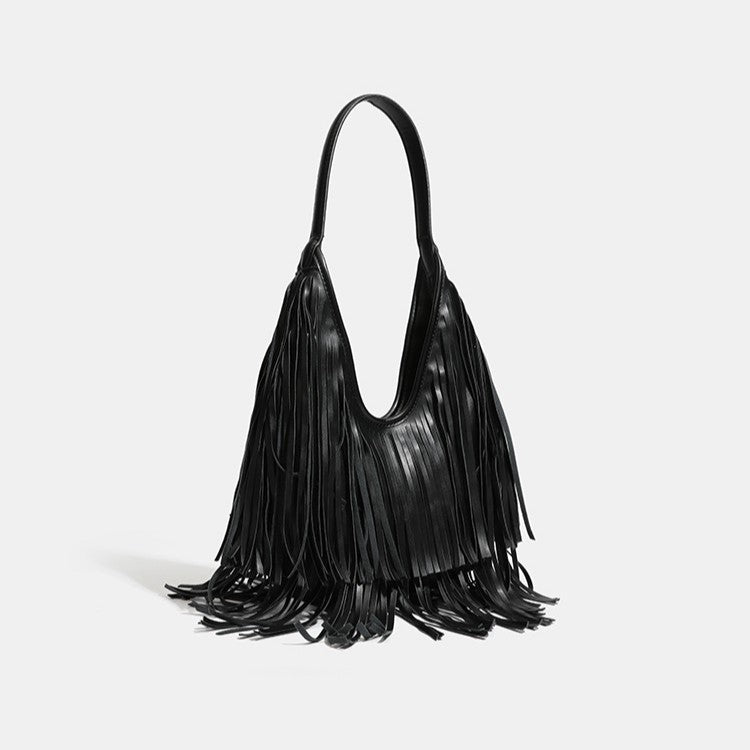 Women's Fashion Style Tassel Vintage Large Capacity Underarm Bag