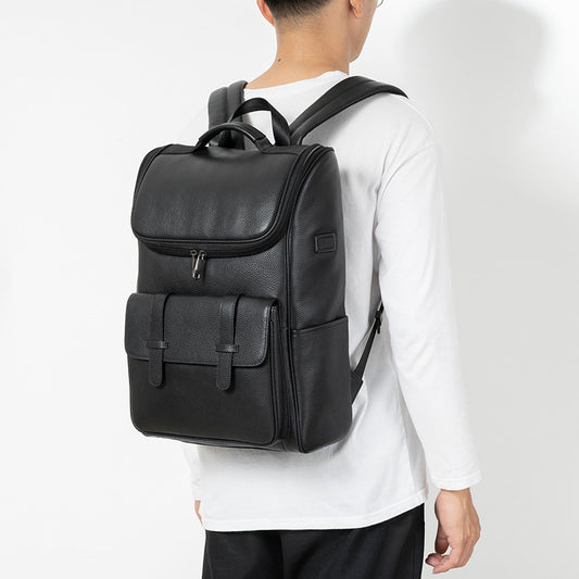 Men's Leather Commuter Computer Fashion Large Capacity Business Backpack