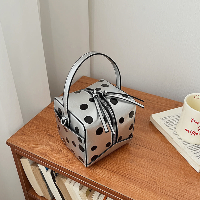 Fashionable Box Polka Dot Western Style Hand Cute French Women's Handbag