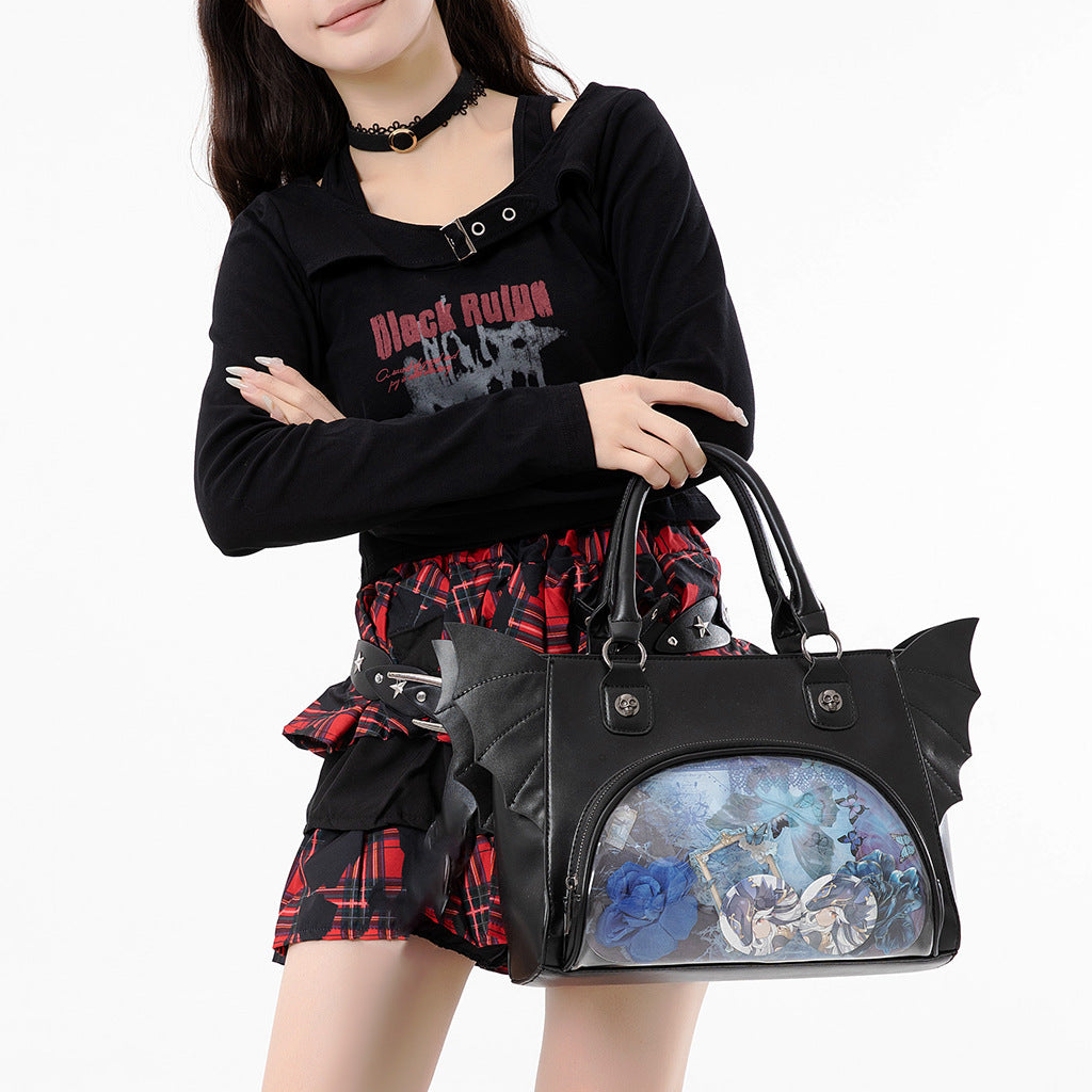 Goth Style Hot Cartoon Comic Show Game Niche Large Women's Shoulder Bag