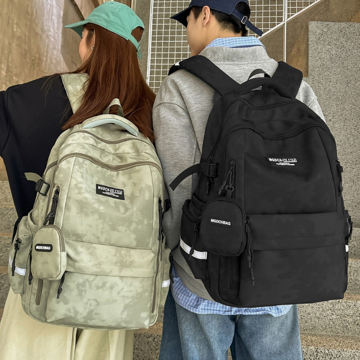 Couple Korean Style Solid Color College Leisure Backpack