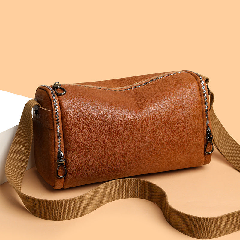 Men's Leather Business Commute Large Capacity Pillow Men's Messenger Bag