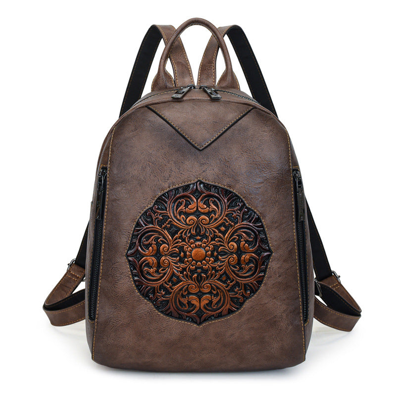 Women's Light Luxury Trendy Commute Simple Lightweight Vintage Printed Large Women's Backpack