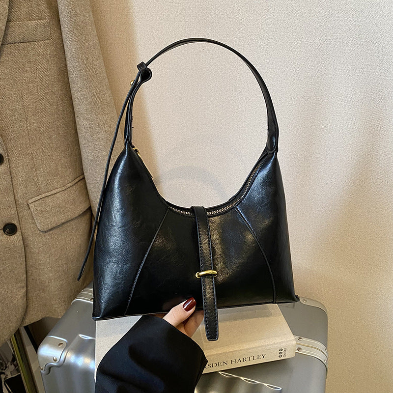 Women's Retro Soft Leather Baguette Fashion Underarm Bag