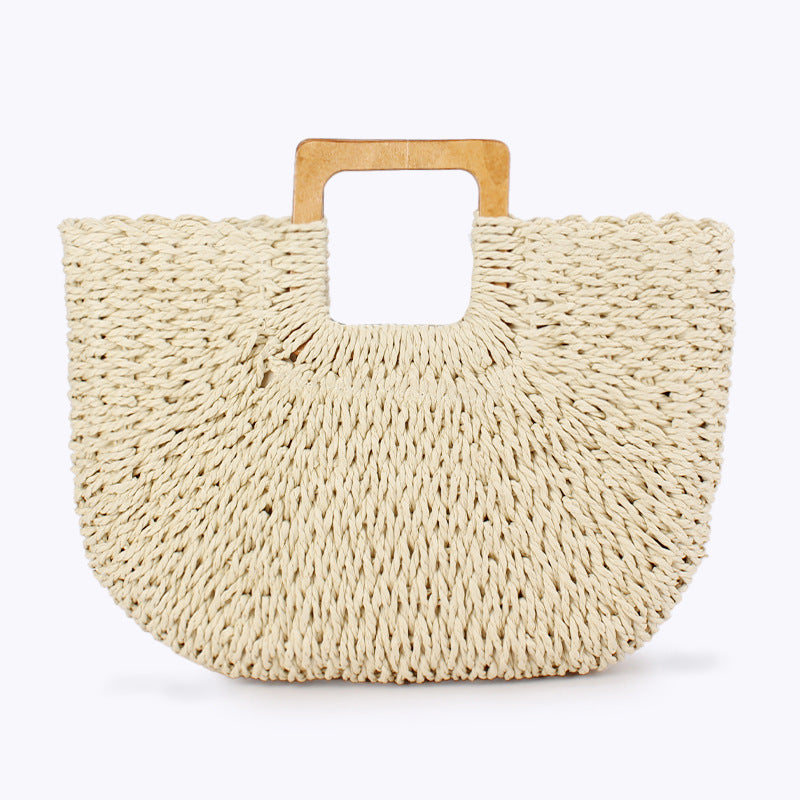 Portable Leisure Simple Handmade Summer Beach Vacation Woven Women's Handbag