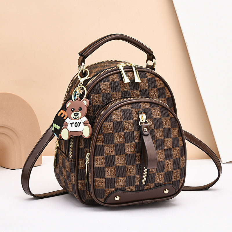 Women's Super Hot Soft Leather Printed Contrast Color Simple Women's Backpack