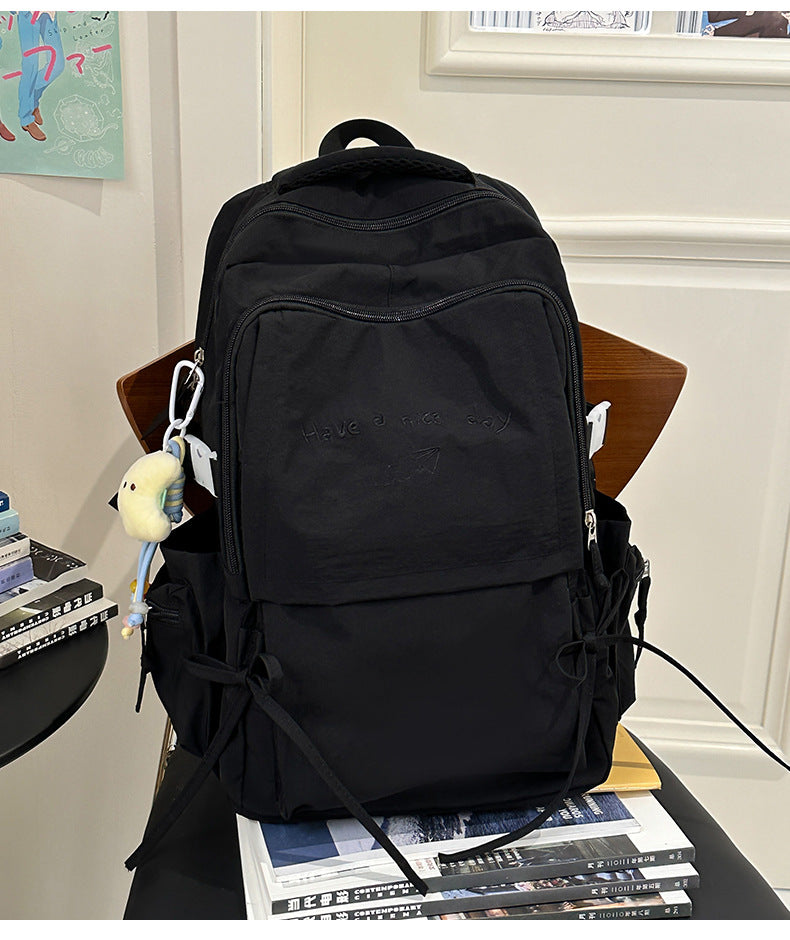 Style Lightweight Solid Color College Commuter Leisure Backpack