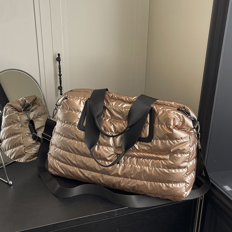 Women's Large Capacity Portable Glossy Space Cotton Women's Messenger Bag