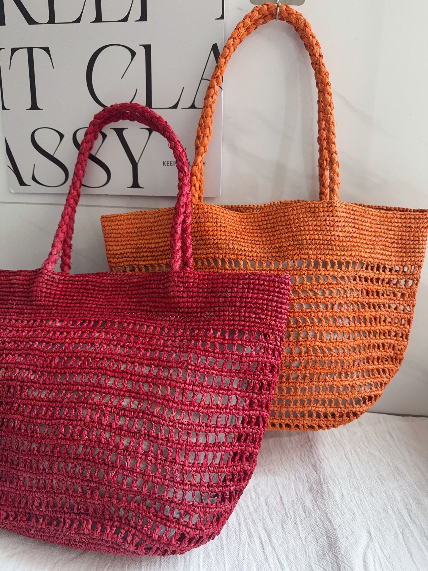 Women's Summer Natural Raffia Hand Crochet Hollow Handmade Woven Seaside Women's Shoulder Bag