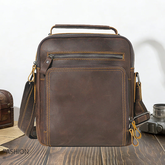 Trendy Men's Senior Leather Crazy Horse Men's Messenger Bags