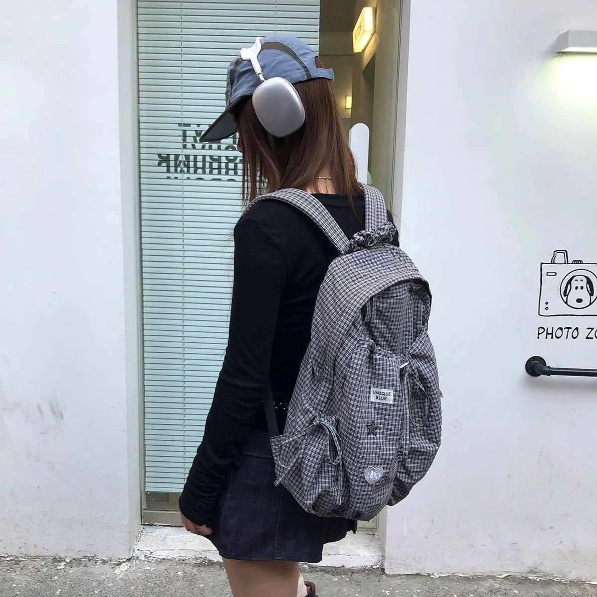 Millennium Style Checked Female Large Capacity Versatile Leisure Backpack