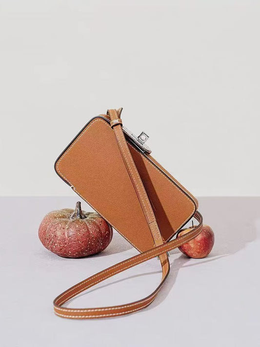 Women's Leather Twist Vertical Box Solid Color Mobile Phone Bag