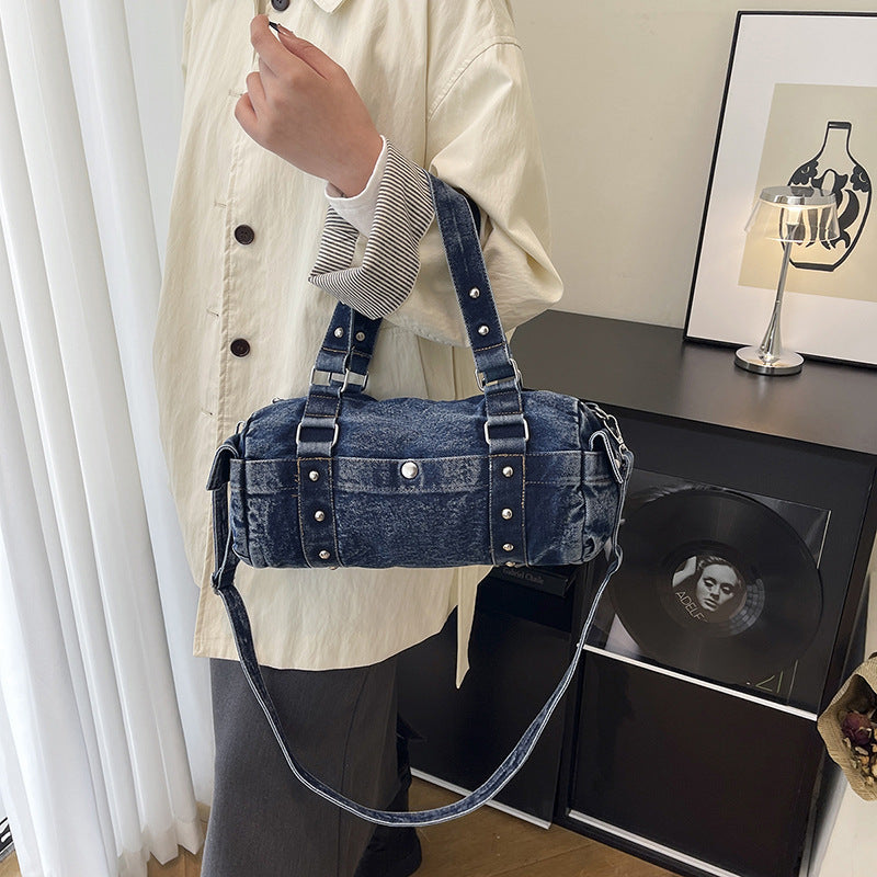 American Street Retro Style Denim Trendy Women's Messenger Bag