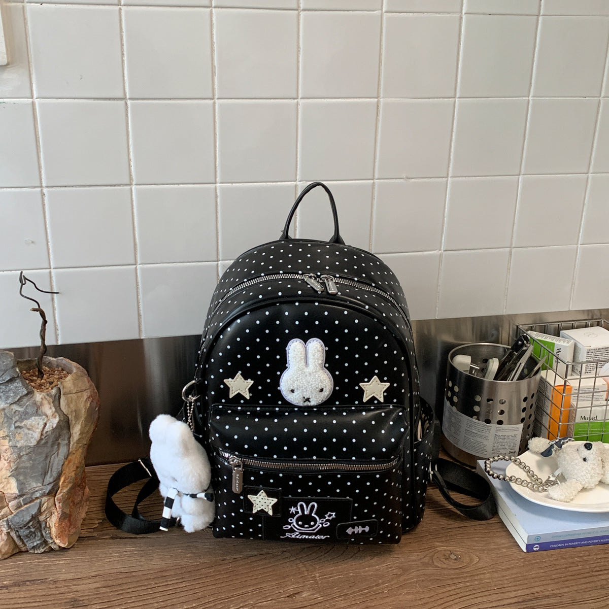 Cartoon Iti College Style Polka Dot Large Capacity Leisure Backpack