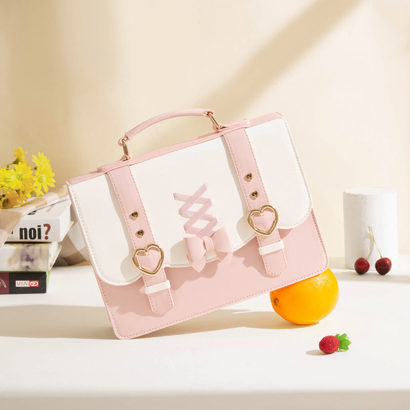 New Women's Contrast Color Bow Ribbon Women's Shoulder Bag