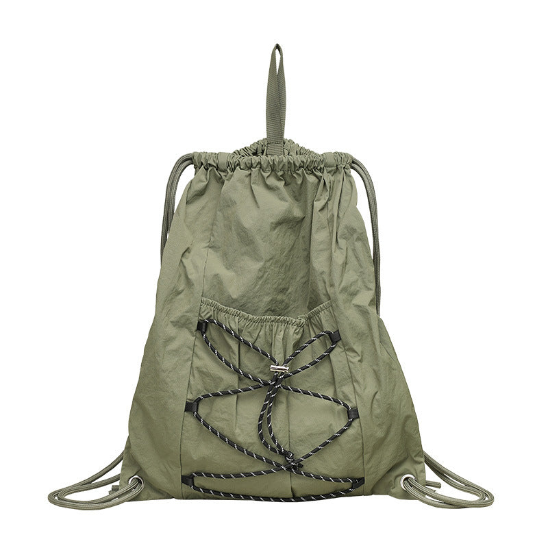 Leisure Artistic Nylon Fashion Drawstring Pleated Canvas Backpacks
