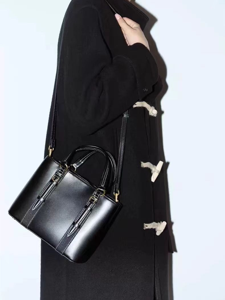Women's Black Mini City Portable Versatile Double Women's Messenger Bag