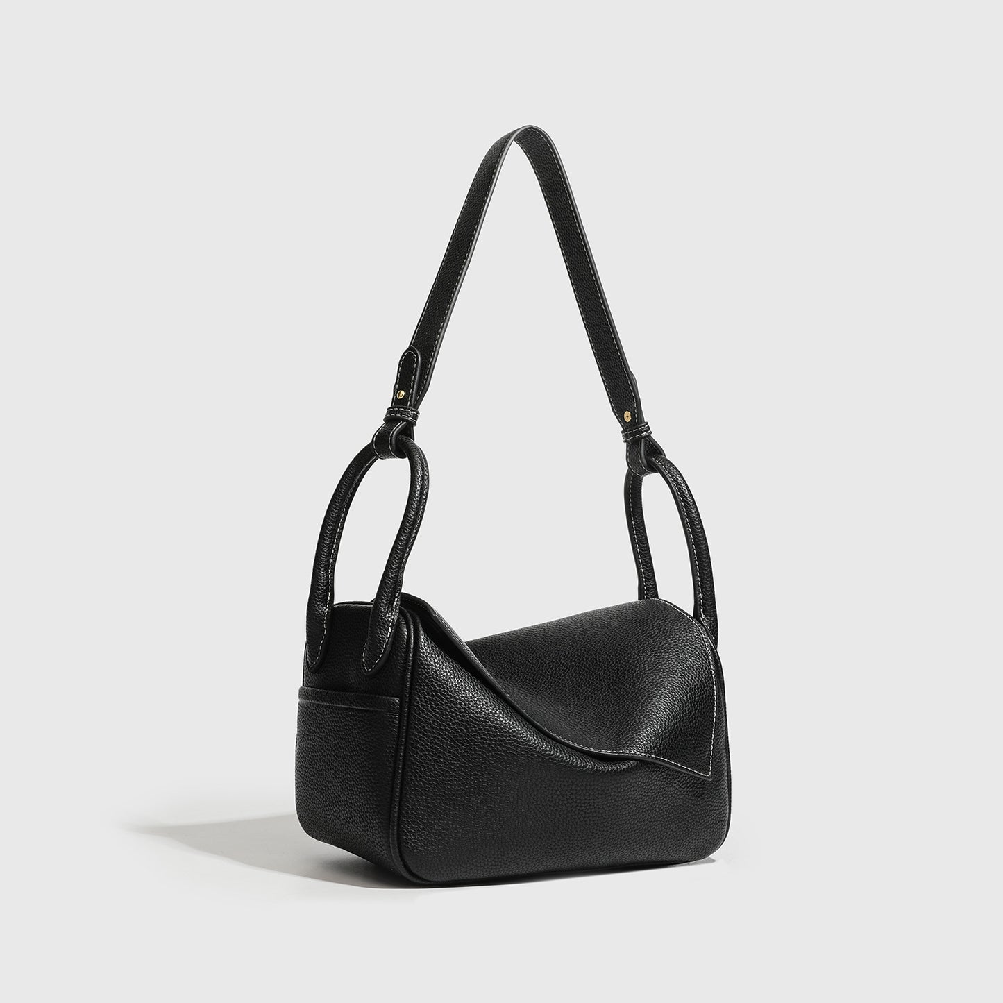 Ingot Black Leather Pillow Niche High-grade Underarm Bag