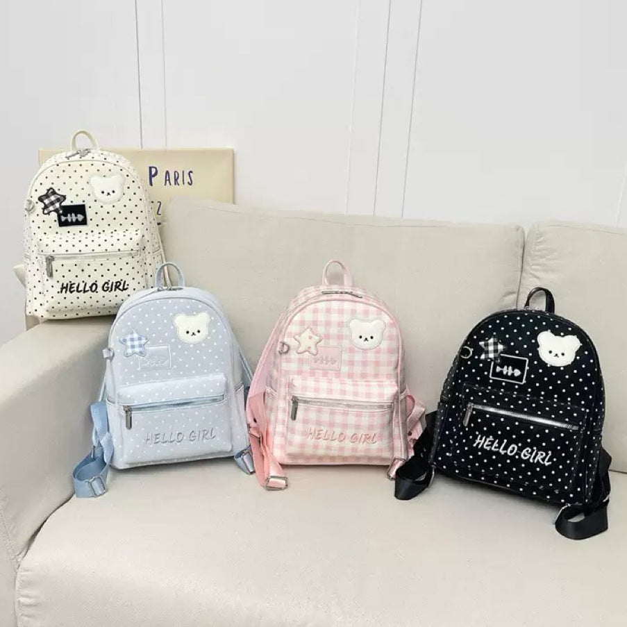 Korean Style Cute Bunny Polka Dot Simple Large Capacity Lightweight Backpacks