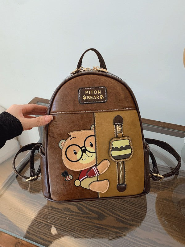 Women's Cartoon Bear Versatile Minority Fashion Shell Women's Backpack