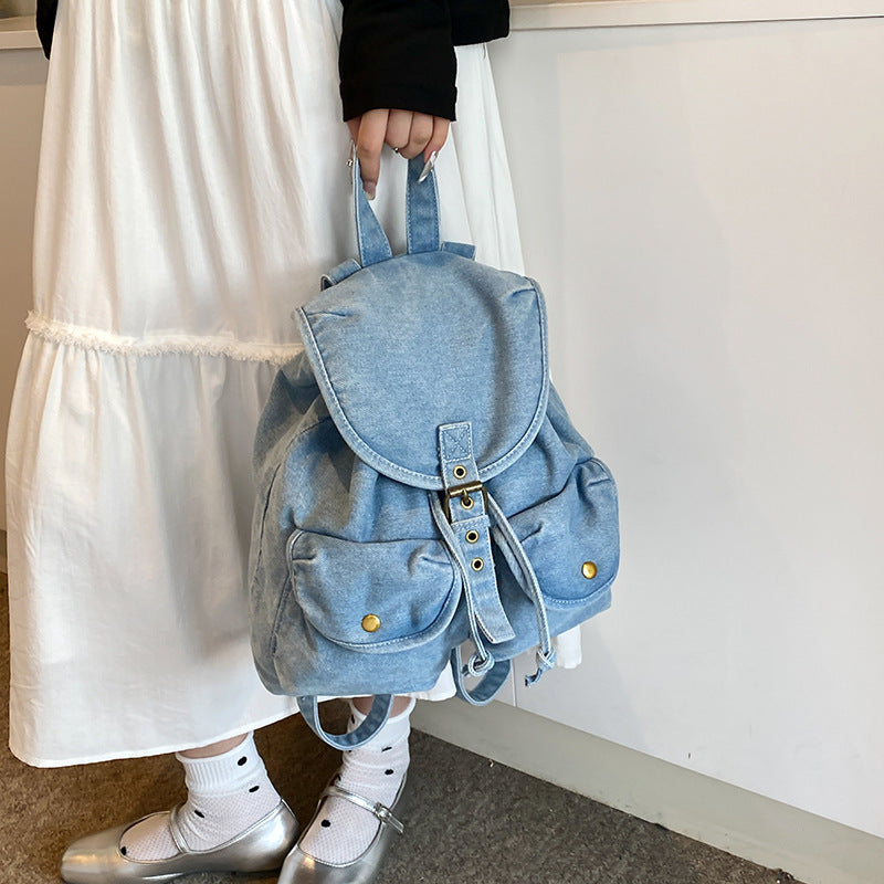 Women's Korean Style Denim Large Capacity Portable Backpacks