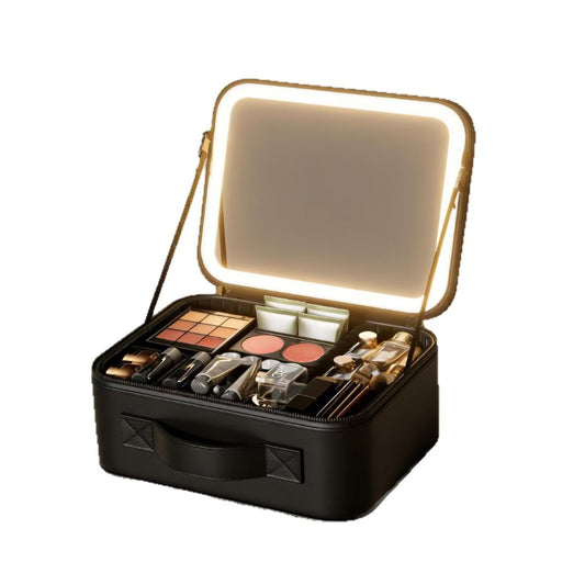 Mirror Large Capacity Partition Storage Box Portable Makeup Bag