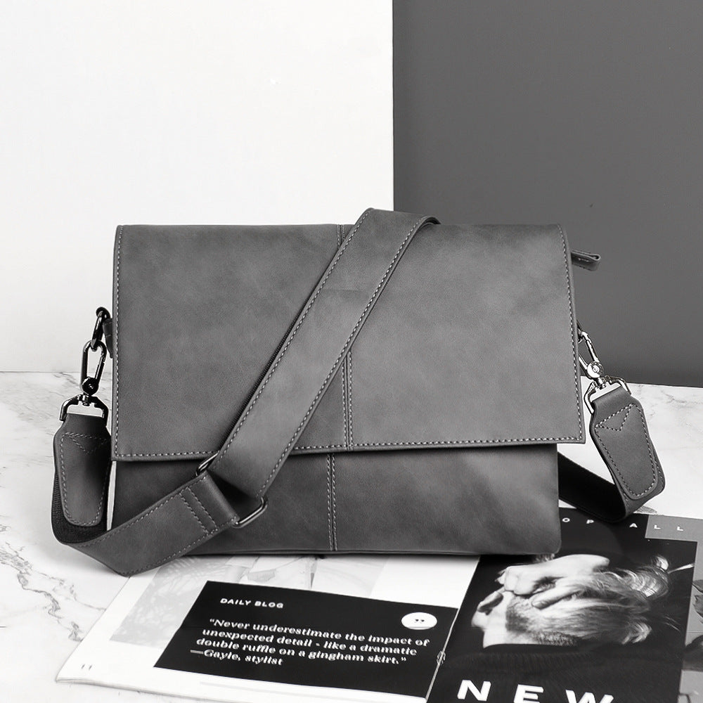 Men's Korean Style Retro Leather Business Large Shoulder Bags