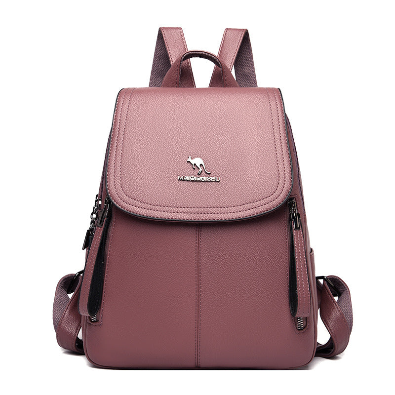 Kangaroo Design Vertical Zipper Trendy Female Fashion Soft Backpacks