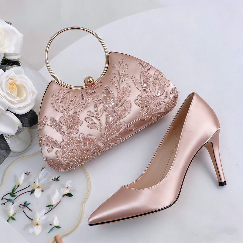 Women's Luxury Dinner Textured Hand-held Box Handmade Embroidery Beaded National Women's Handbag