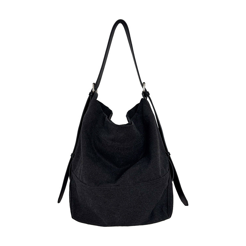 Women's Canvas Stitching Commuter Large Capacity Single Bucket Bags