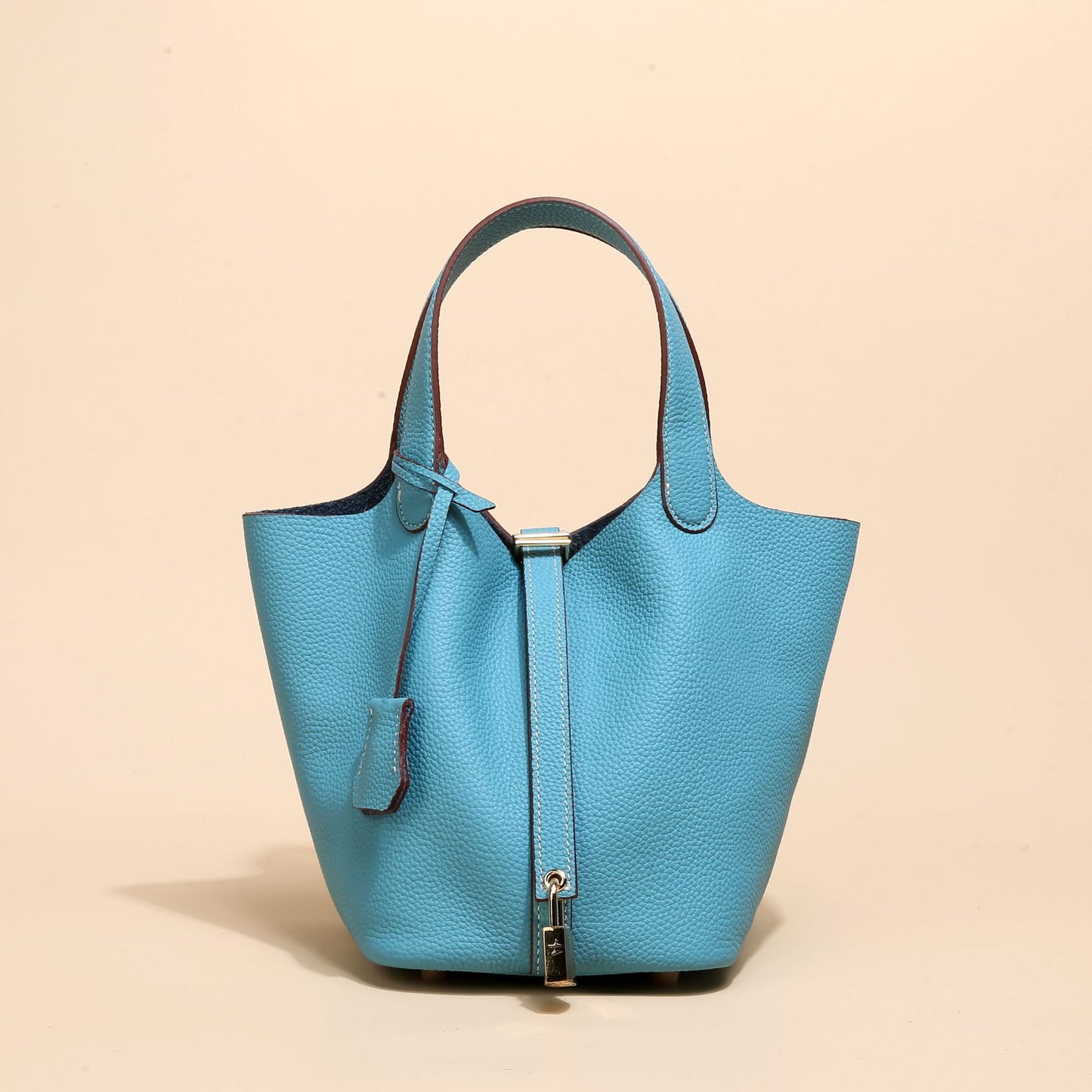 Vegetable Large Genuine Leather Hand Commuter Bucket Bag