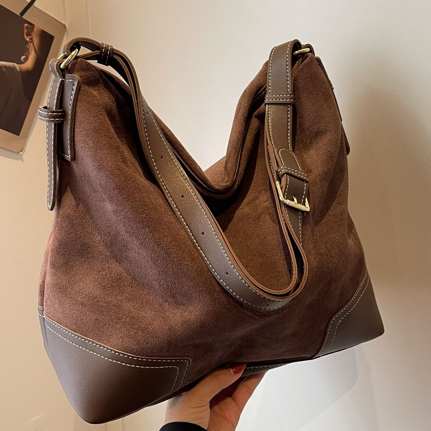 Women's High-grade Suede Large Trendy Easy Matching Tote Bags