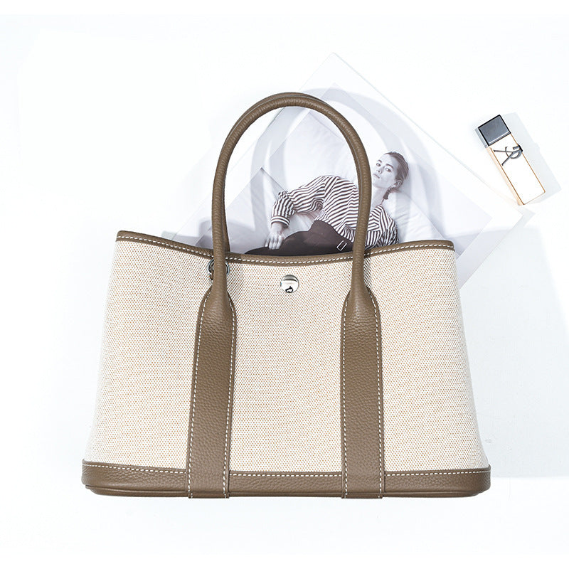 Women's High Sense Leather Genuine Large Capacity Canvas Women's Handbag