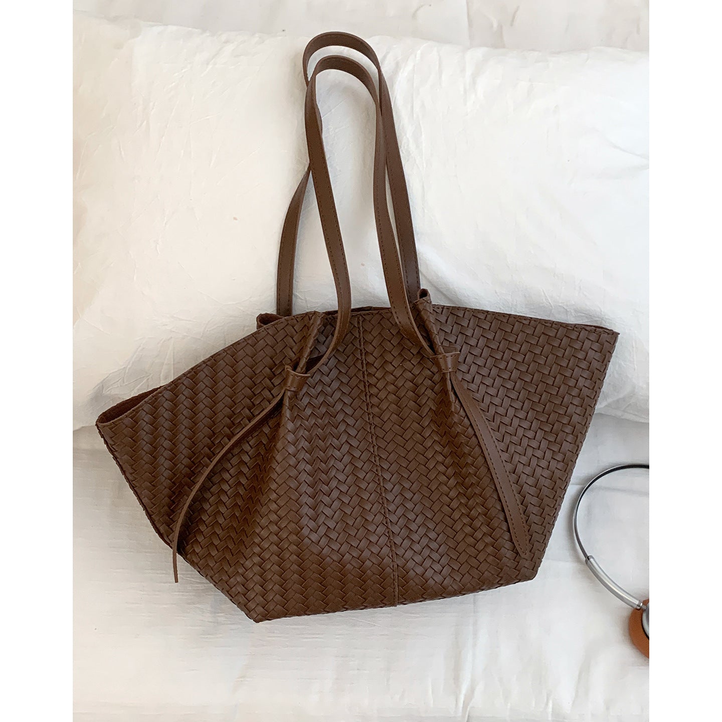 Women's Large Capacity Woven Vegetable Basket Simple Underarm Bag