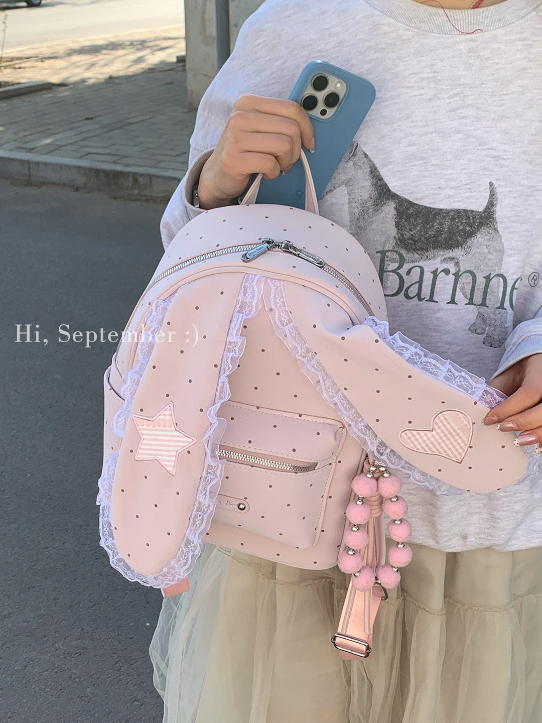 Cute Cartoon Rabbit High-grade Lace Pink Backpacks