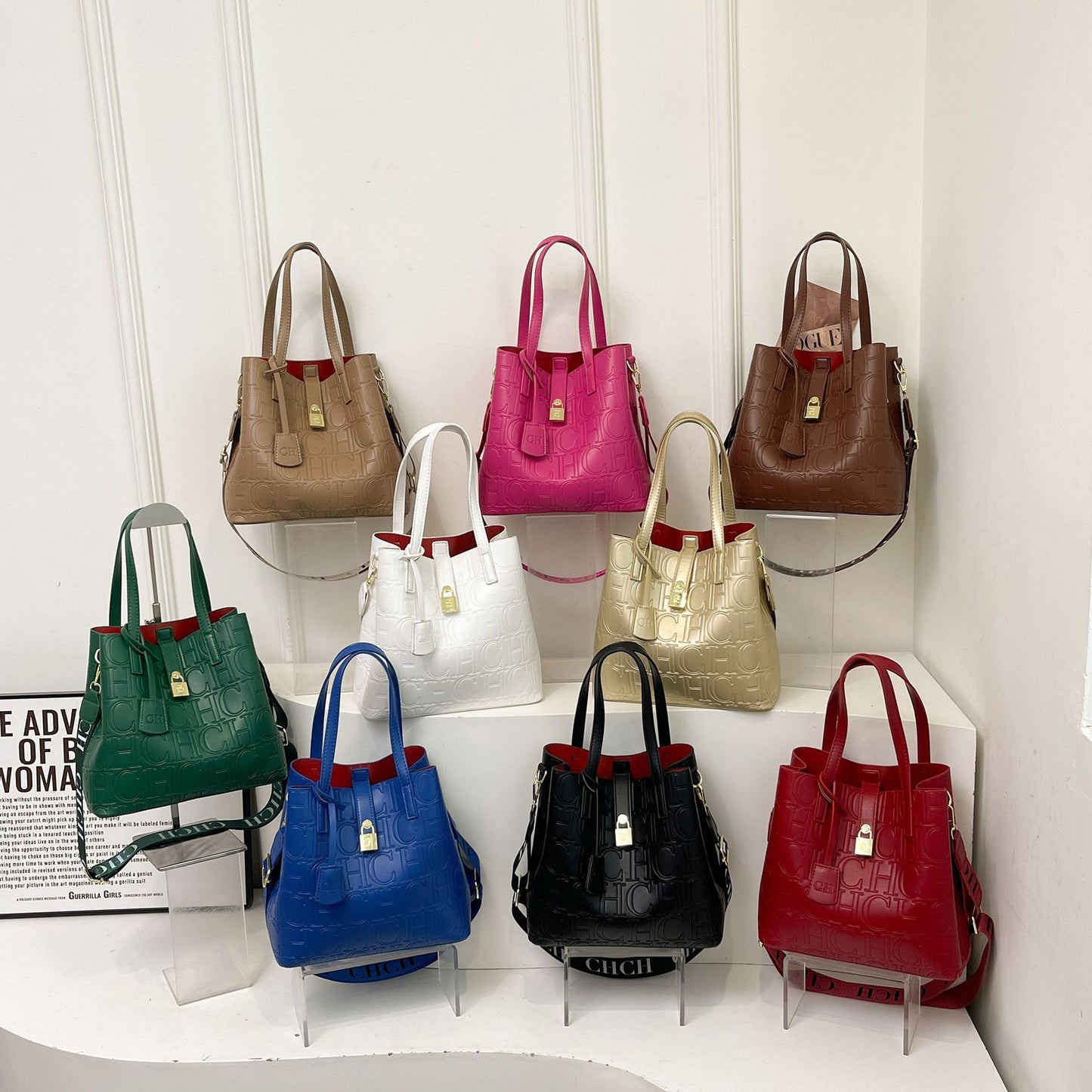 Women's Personalized Design Solid Color Hollow Popular Bucket Bag