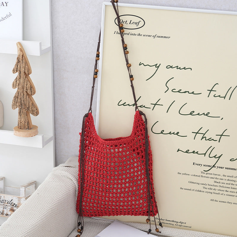 Idle Style Hollow Straw Large Capacity Hand-woven Vacation Women's Shoulder Bag