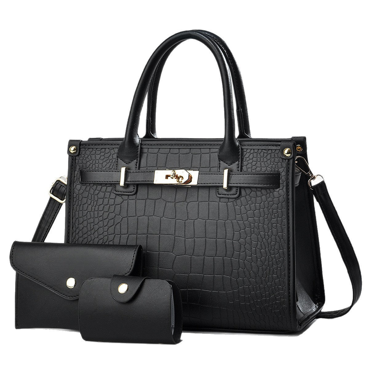 Three-piece Crocodile Pattern Large Fashion Elegant Birthday Handbags