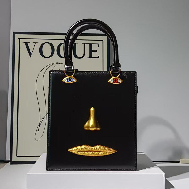 Women's Face Smiling Plain Cattle Leather Fashion Women's Handbag